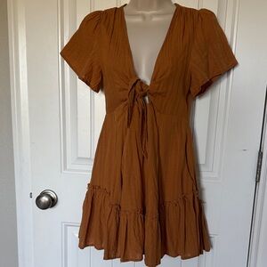 Cotton Candy LA Rust Tie-Front Mini Dress